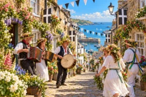 Read more about the article Cornwall in May: The Sunniest Month, Obby Oss and Flora Day